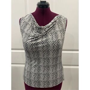 Essentials By Milano Spotted Cowl Neck Top Size medium
